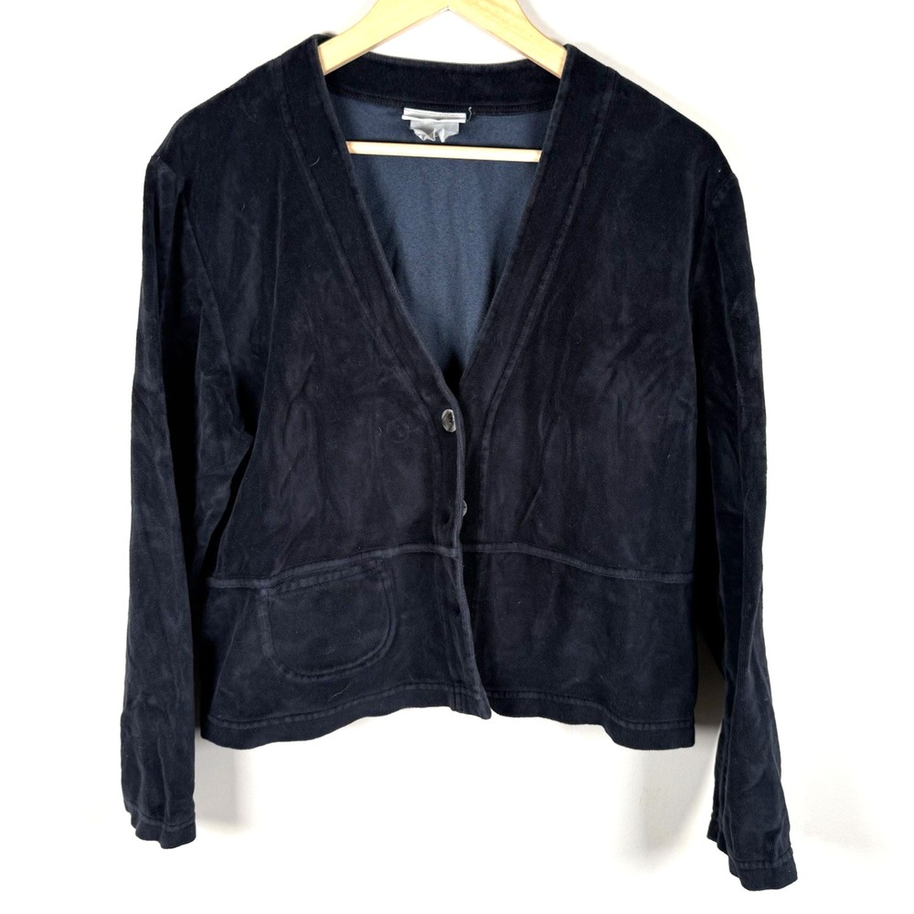 Vintage Tiburon Rare Womens‎ Cardigan Sweater Navy 3 Button Ribbed Sz Large